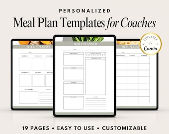 Meal Plan Template for Coaches - Editable Nutrition Plan Canva Template - Health Coach Resource - Client Meal Prep Toolkit Coaching Template