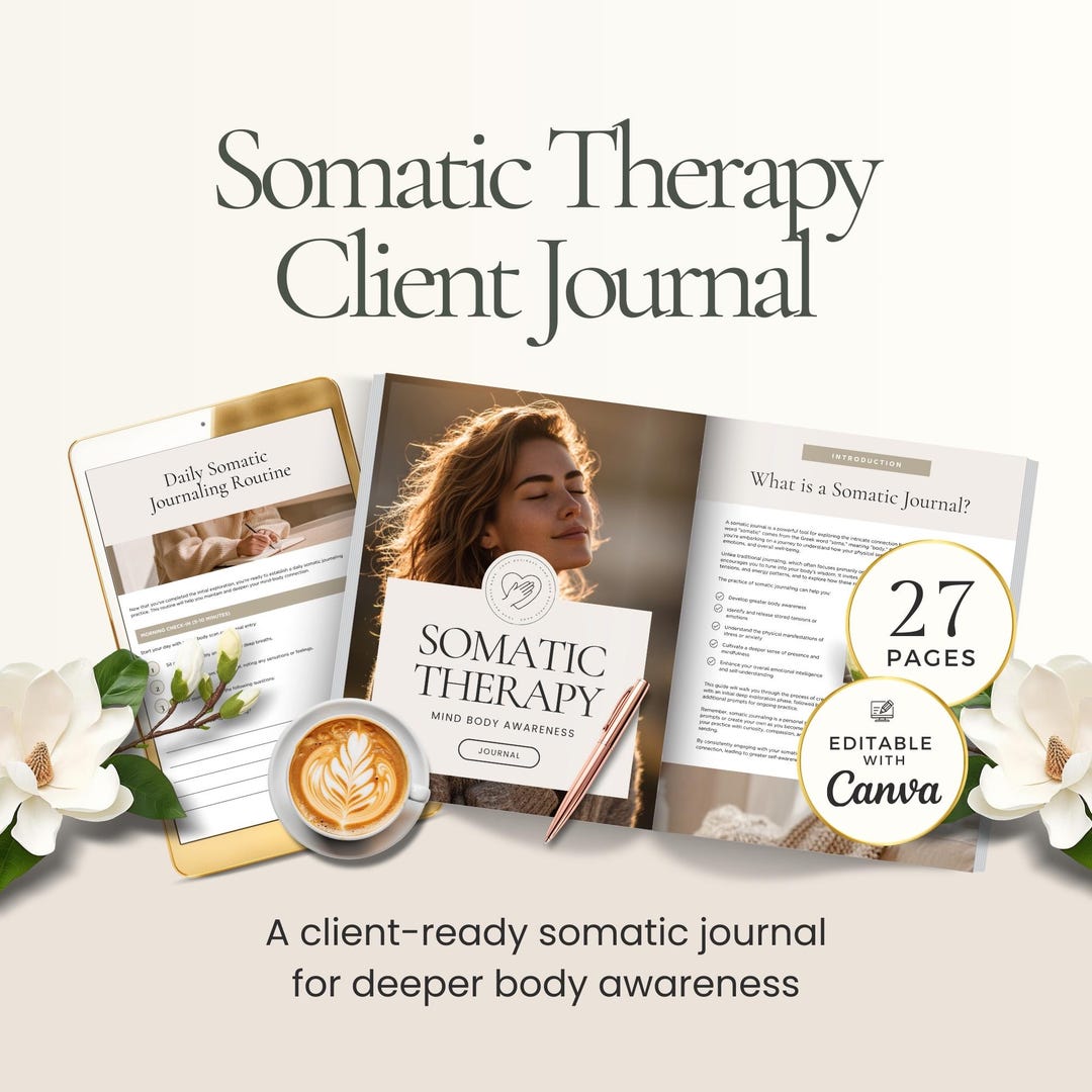Somatic Therapy Journal Workbook Canva Template for Coaches, Nervous ...