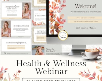 Webinar Slide Deck for Health & Wellness Coaches - Canva Masterclass Template for Online Workshops, Coaching, Courses Presentations Webinars