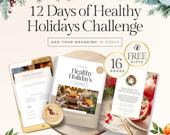 Healthy Holiday Wellness Challenge Canva Template, Nutrition, Protein & Fitness Challenge Workbook, Editable Lead Magnet for Health Coaches
