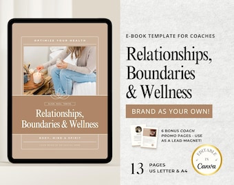 Emotional Wellness Guide for Coaches - Boundaries, Anxiety Relief, Self-Healing Tools & Holistic Relationship Support eBook Canva Template