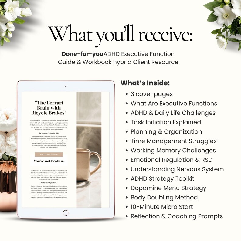 ADHD Executive Function Guide Workbook Canva Template for Coaches ...