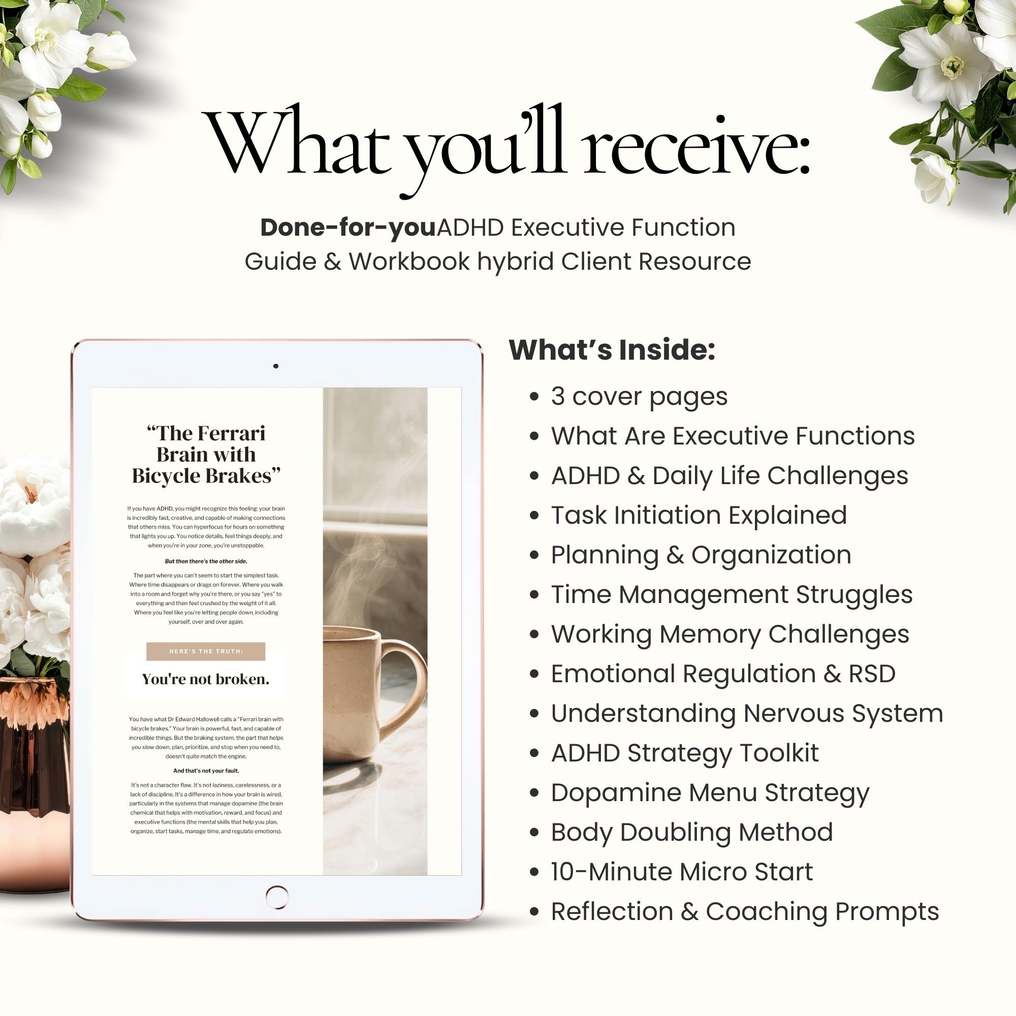 ADHD Executive Function Guide Workbook Canva Template for Coaches ...