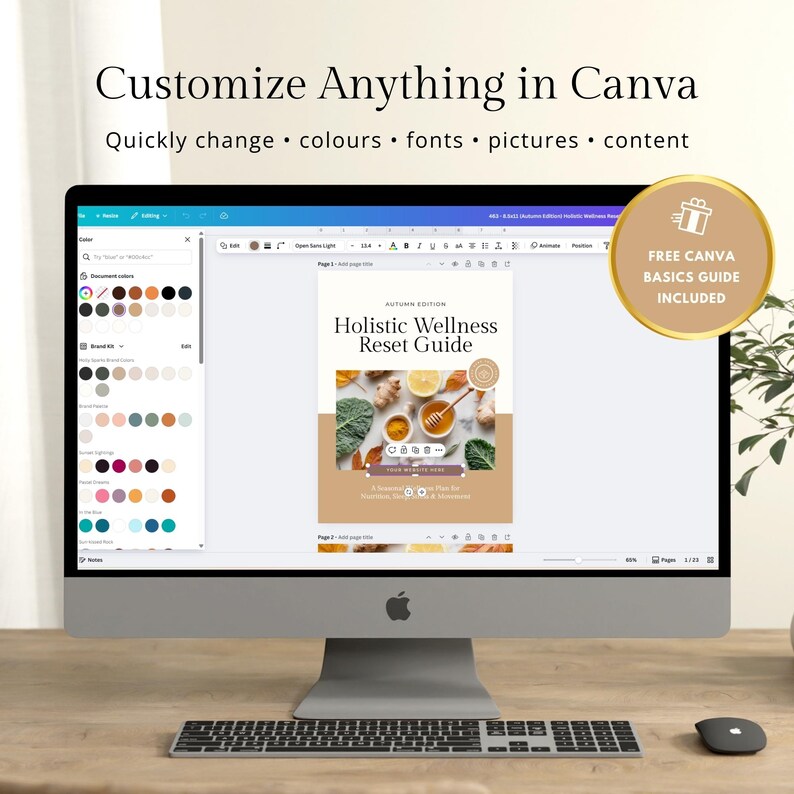 Holistic Health Coaching Ebook Template – Fall Wellness Reset Guide & Workbook, Canva Template for Coaches, Seasonal Client Handout
