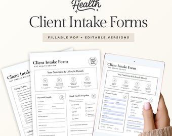 Gut Health Client Intake Forms for Health & Nutrition Coaches | Editable Canva Onboarding Template + Fillable PDF | Health Coach Intake Form