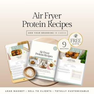 Air Fryer Protein Rezepte Canva Vorlage für Gesundheits- & Ernährungscoaches | Bearbeitbares Kundenrezept E-Book | Proteinreiche Mahlzeit-Führer Vorlage