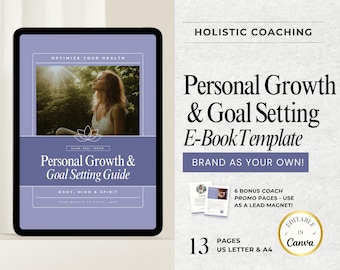 Personal Growth Course Template & Goal Setting Template - Holistic Health Workbook - Self Improvement Template - Editable Canva Lead Magnet