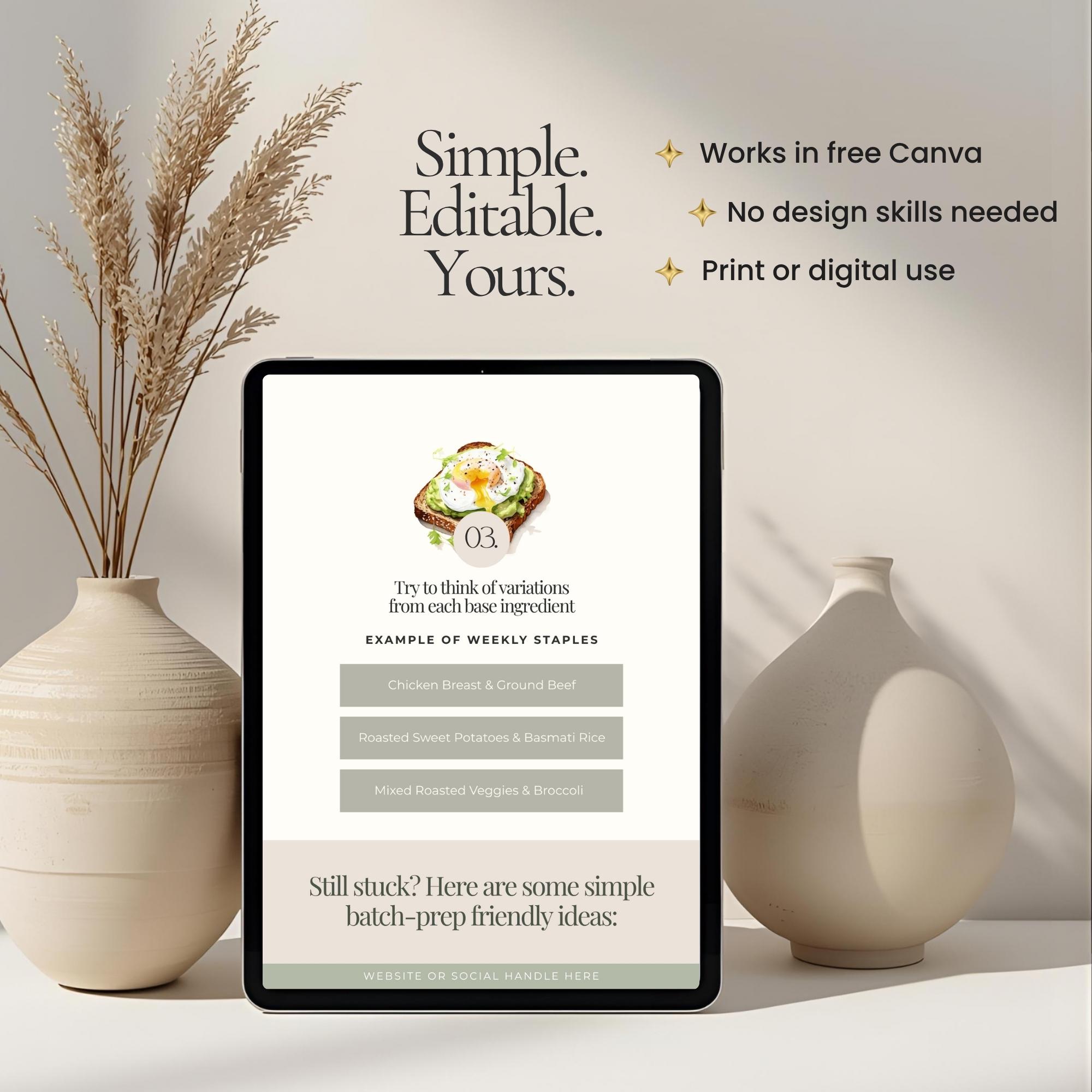 Meal Prep & Batch Cooking Guide | Editable Canva Template for Health ...
