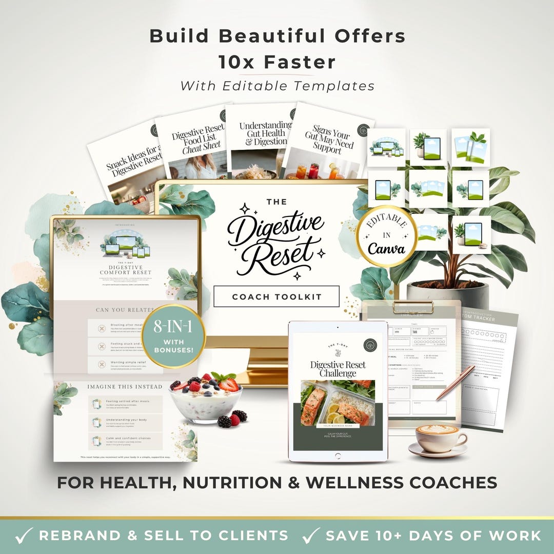 Digestive Reset Coach Toolkit Canva Templates for Wellness Coach Gut ...