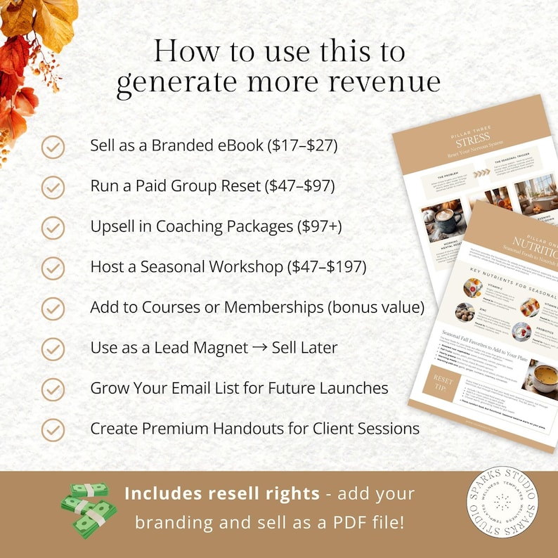 Holistic Health Coaching Ebook Template – Fall Wellness Reset Guide & Workbook, Canva Template for Coaches, Seasonal Client Handout