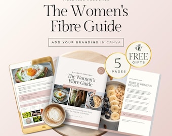 Editable Women’s Fibre Guide Canva Template | Nutrition Coach Resource on Hormone Health, Gut Balance & Client Education Handout