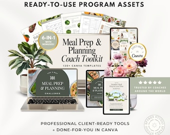 Meal Prep & Planning Lead Magnet Toolkit for Coaches, canva-sjablonenbundel, voedingsplanner, uitdagingsprogramma gezondheids- en fitnesscoach