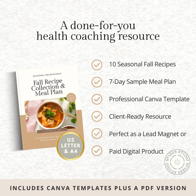 Fall Recipe Ebook Canva Template | Editable Healthy Cookbook for Health ...