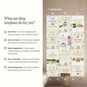 50 Herbal Wellness Social Media Templates, Done for you Herbalist Content Instagram Post Canva Templates for Holistic Practitioners, 341JK image 4