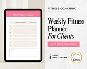 Weekly Fitness Planner PDF - Body Measurement Tracker - Custom Workout Plan - Workout Tracker - Fitness Coach Canva Template Printable