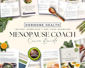 Modèle de recettes du guide nutritionnel pour la périménopause et la ménopause, Ressource d'équilibre hormonal pour les entraîneurs, Aimant personnalisable en plomb en toile, 5449