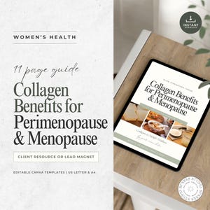 Collagen Benefits Guide for Perimenopause & Menopause, Canva Health Coach Template, Women&#39;s Hormone Health, Editable Wellness Lead Magnet