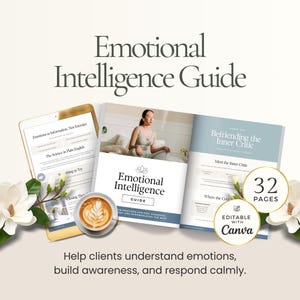 Emotional Intelligence Guide Canva Template for Coaches & Therapists, Emotional Regulation Resource, Self Awareness, Processing Emotions PDF