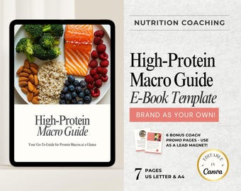 High Protein Food List - Protein Rich Foods - High Protein Food Chart - Canva Template - Macros Nutrition Guide - Health Coach Lead Magnet