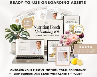 Health Coaching Onboarding Template Bundle, Nutrition Coach Welcome Packet, Intake Forms, Contract Agreement, Services & Pricing Guide Canva
