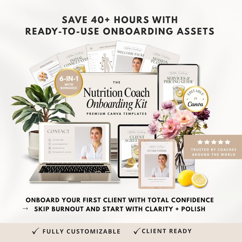 Health Coaching Onboarding Template Bundle, Nutrition Coach Welcome Packet, Intake Forms, Contract Agreement, Services & Pricing Guide Canva