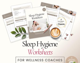 Modèle Canva de cahier d'exercices sur l'hygiène du sommeil pour les entraîneurs de santé et de bien-être, feuilles de travail pour l'amélioration du sommeil, rythme circadien, outils de gestion du stress