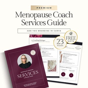Menopause Coach Services & Pricing Guide Canva Template | Editable Coaching Onboarding Packet, Price List, Client Packages and Policies