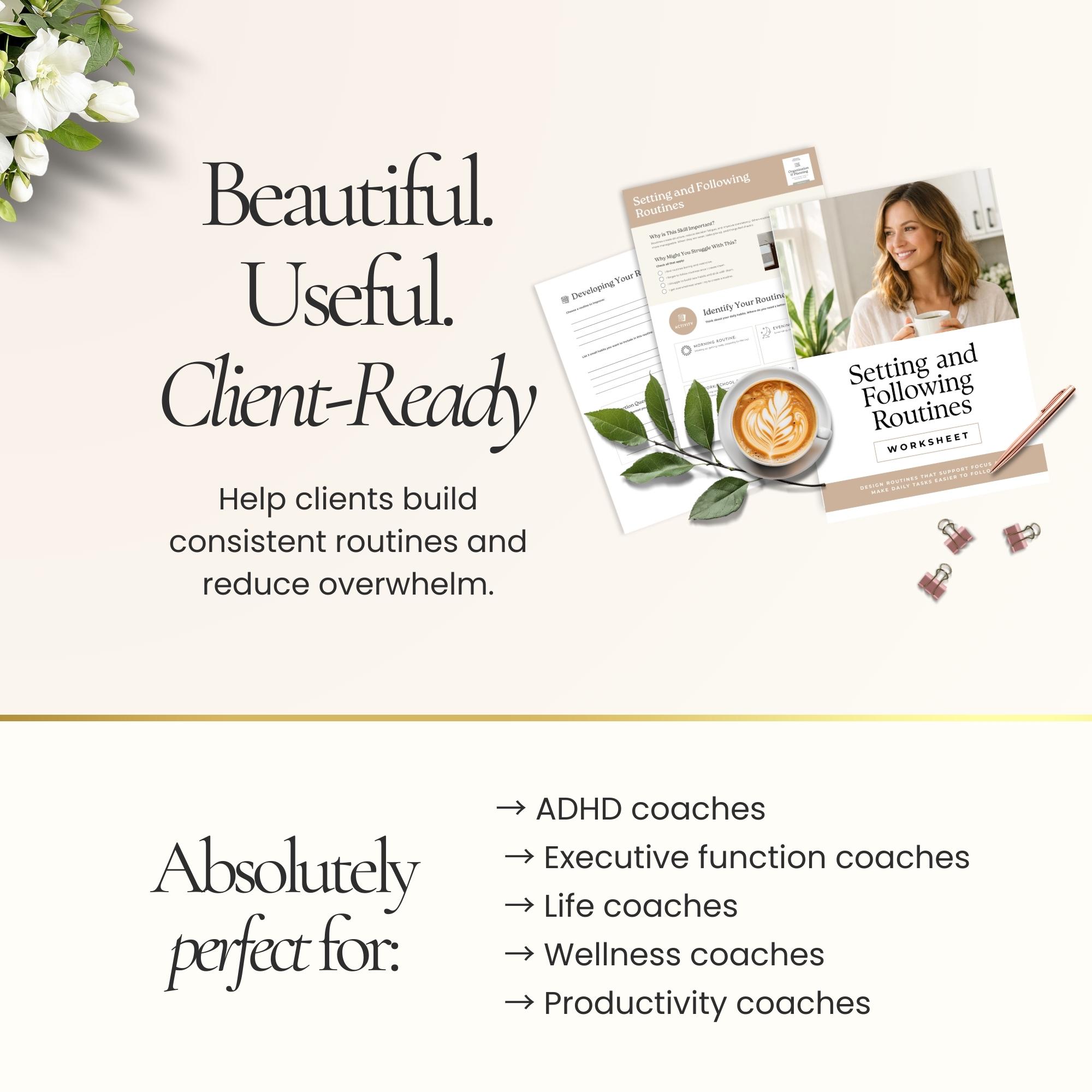 Executive Function Worksheets Canva Template for Coaches, ADHD Routine ...