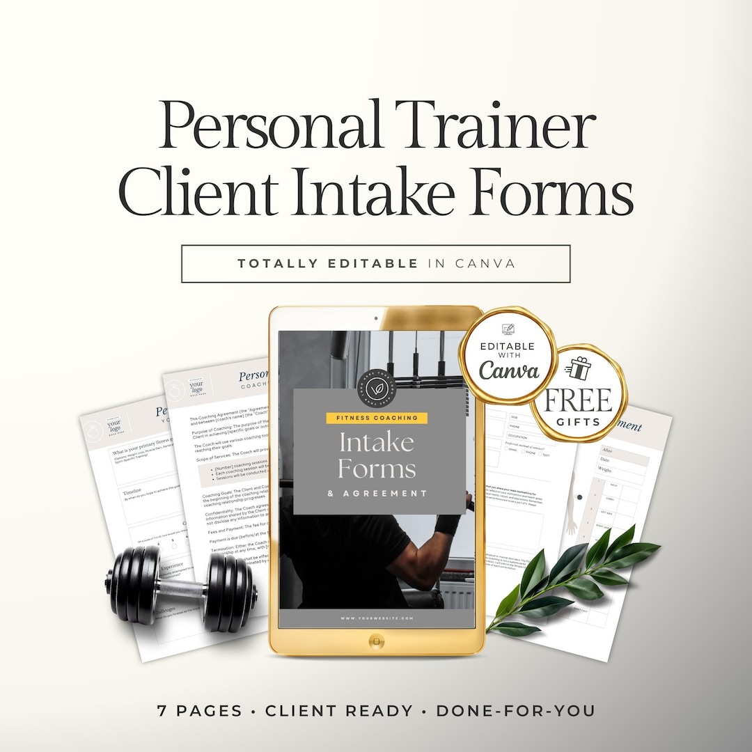 Personal Trainer Client Intake Forms Canva Template | Fitness Coaching ...
