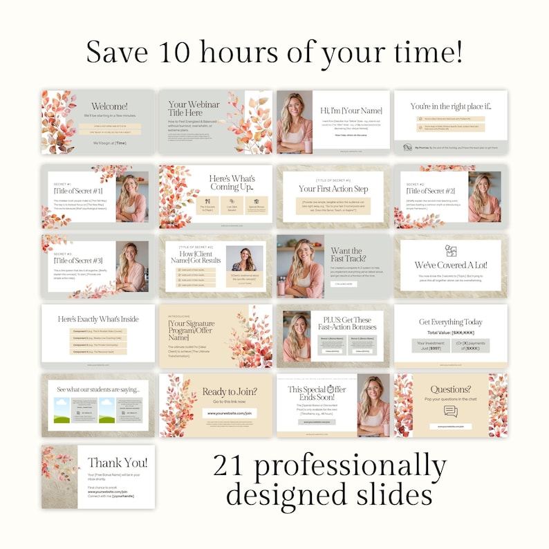 Webinar Slide Deck for Health & Wellness Coaches - Canva Masterclass Template for Online Workshops, Coaching, Courses Presentations Webinars