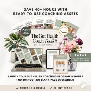 Gut Health Coach Bundle, Gut Health Guide Lead Magnets, Nutrition Coach Client Forms, Meal Plan Templates, Instagram Post  Templates, Canva