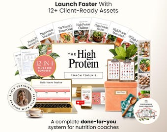 Mallpaket för högproteincoach - Matplan - Recept - Matlista - Muskelbyggande och viktminskning - Snacks - Makrodiagram - Fitnessguide