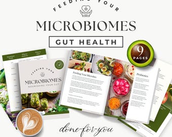 Feeding Your Microbiomes Gut Health Guide, Customizable Canva Template, Client Resource or Lead Magnet for Nutrition Wellness Coaches 37FYQF