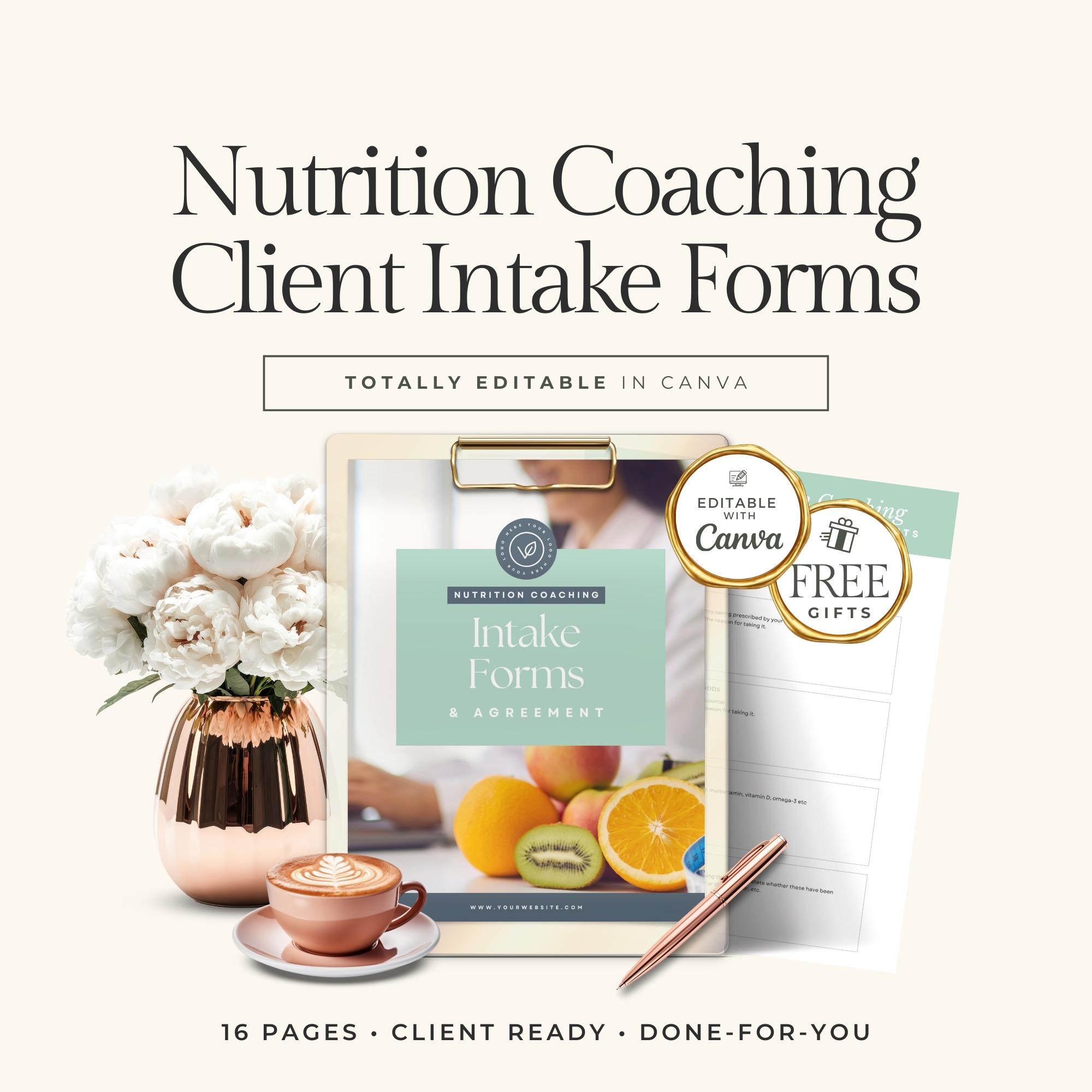 Nutrition Coaching Client Intake Forms Canva Template, Health Coach ...