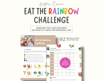 Eat the Rainbow Chart for Kids Nutrition Challenge Checklist Colorful Fruits & Vegetables Tracker Healthy Eating Printable Kids Food Journal