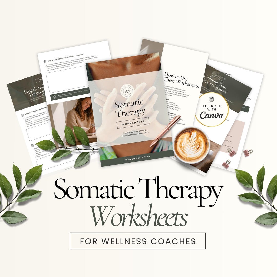 Somatic Therapy Worksheets Canva Template for Coaches, Nervous System ...