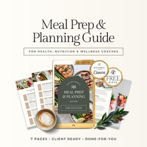 Meal Prep & Meal Planting Guide Canva Vorlage für Ernährungscoaches, Kundenressource für wöchentliche Essenspläne, Fitness Coach Bleimagnet