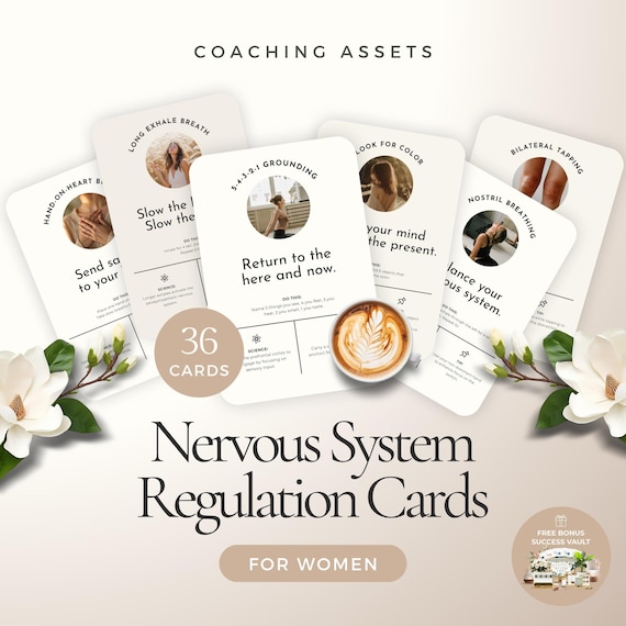 Nervous System Regulation Cards Canva Template for Coaches, Coping Skill Cards Deck, Somatic Therapy Tools, Emotional Regulation Flashcards