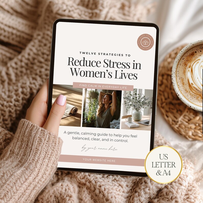 Curated visual reference: Women S Stress Relief Guide Canva Template Photo Inspiration