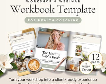 Workshop & Webinar Workbook Canva Template for Health Coaches, Client Companion Workbook Guide, Coaching Workbook Template, Habit Reset