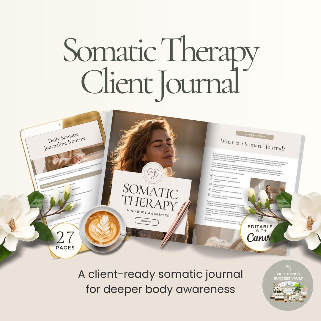 Somatic Therapy Journal Workbook Canva Template for Coaches, Nervous ...