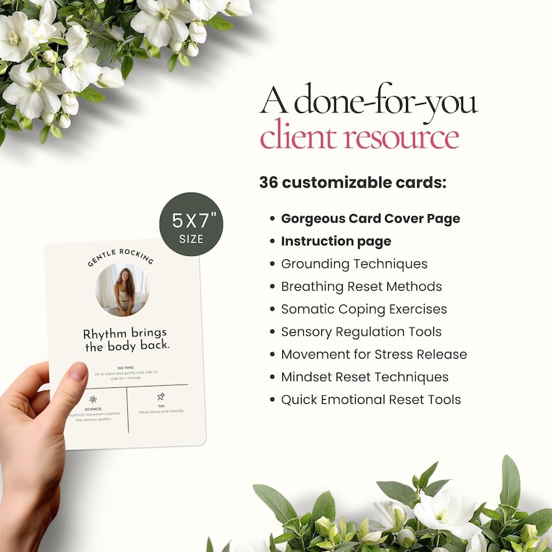 Canva-mall för coacher med regleringskort för nervsystemet, kortlek för copingfärdigheter, verktyg för somatisk terapi, flashcards för emotionell reglering bild 4