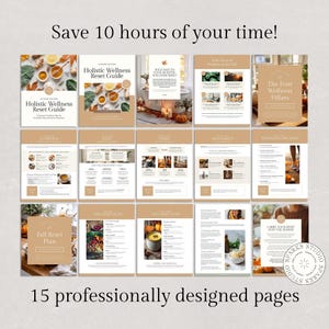 Holistic Health Coaching Ebook Template – Fall Wellness Reset Guide & Workbook, Canva Template for Coaches, Seasonal Client Handout