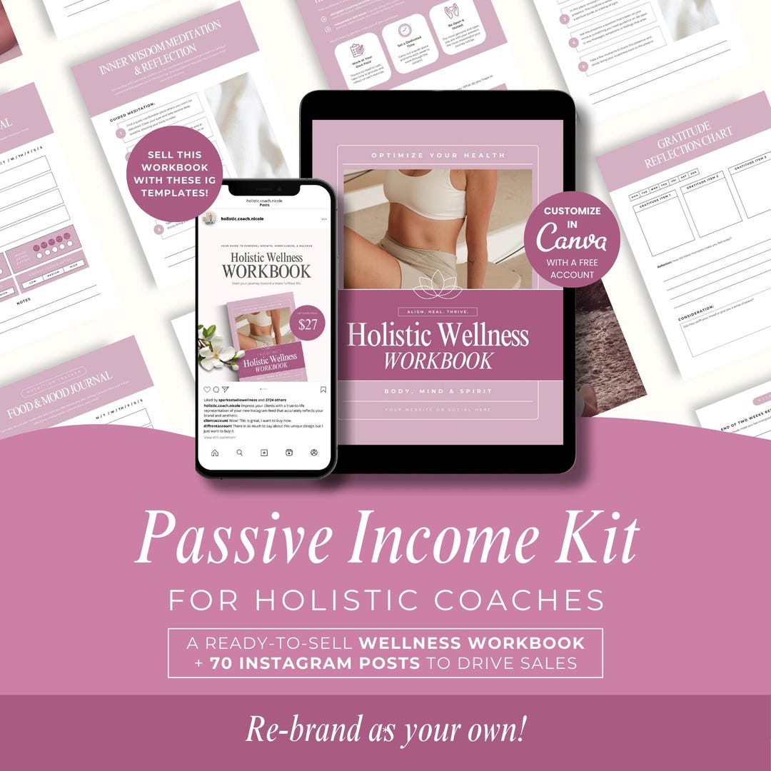 Holistic Coach Instagram Content & Wellness Workbook | 2-in-1 Canva ...