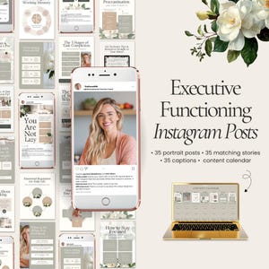 Modèles Instagram pour coach TDAH et fonction exécutive, Canva, publications sur les réseaux sociaux pour coaching neurodivergent, modèle et outil pour coach TDAH, Mental