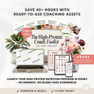 High Protein Coach Template Bundle - Meal Plan - Recipes - Food List - Muscle Building & Weight Loss - Snacks - Macro Chart - Fitness Guide