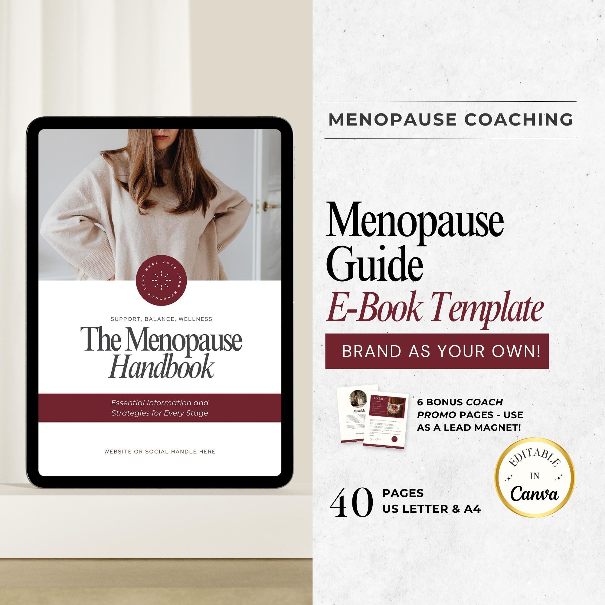 Menopause Guide Canva Template, Hormone Health Ebook for Women, Health ...