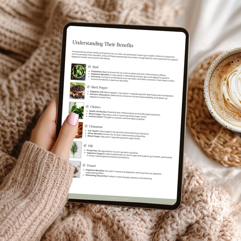 12 Herbs & Spices for Gut Health Canva Template for Nutrition Coaches ...