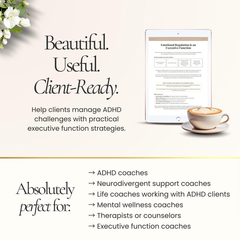 ADHD Executive Function Guide Workbook Canva Template for Coaches ...