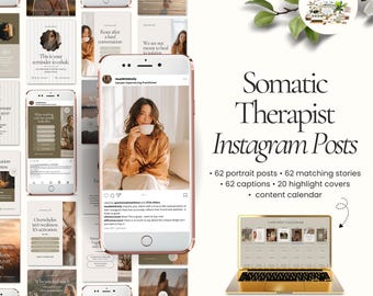 Somatic Therapy Instagram Templates Canva | Nervous System Regulation & Trauma Informed Coaching Posts for Somatic Coaches, Holistic Health